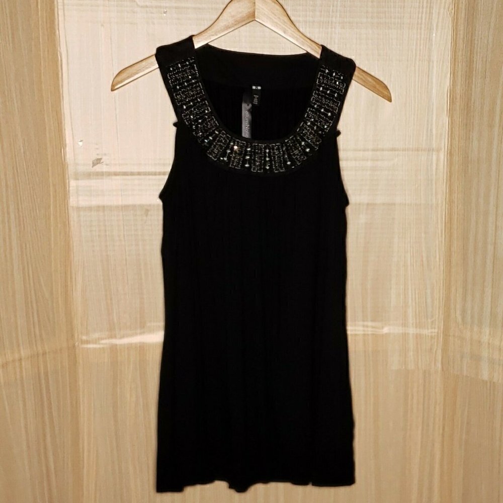Ellumi Nation Sparkle Beaded Collar Sleeveless Top Medium